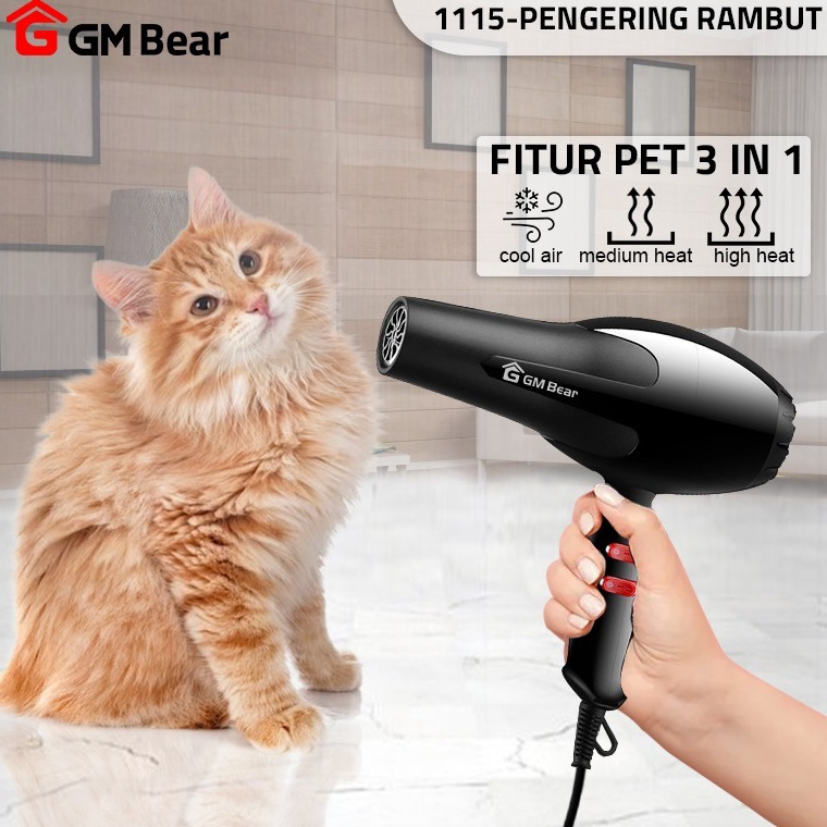 GM Bear Pet Blower 1115  Alat Pengering Bulu Rambut Hewan Hair Dryer Grooming Kucing Anjing KODE D5L5