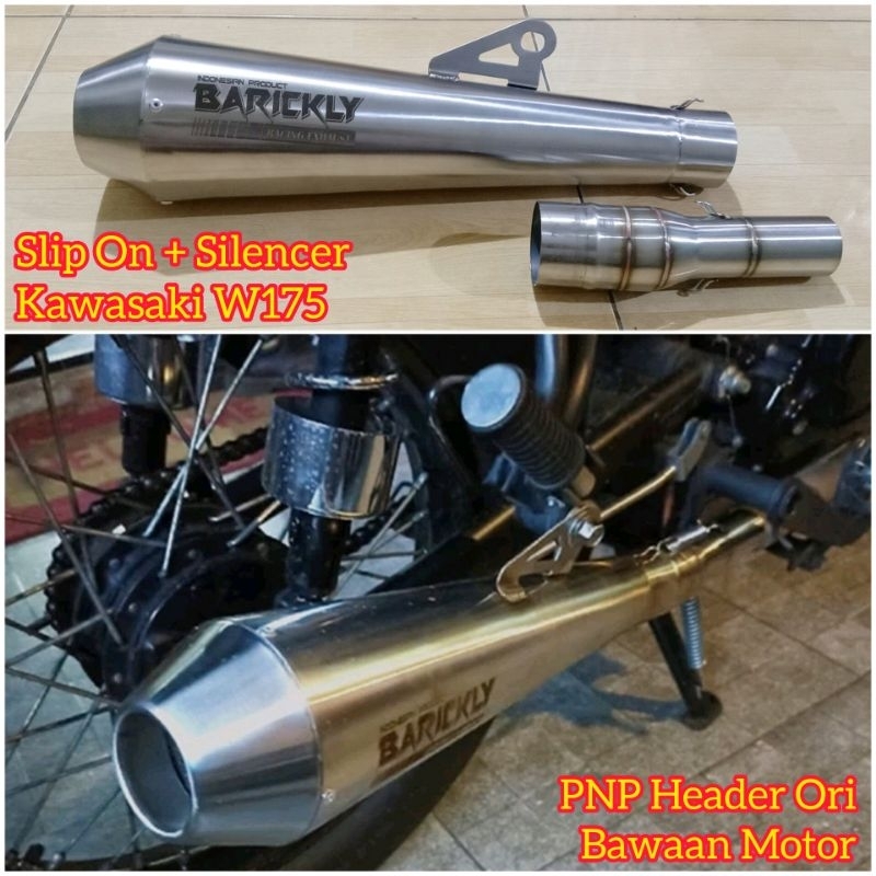 Knalpot Slip On Silencer Kawasaki W175 SE Cafe Stainless Original Barickly Racing Exhaust Bass Manta