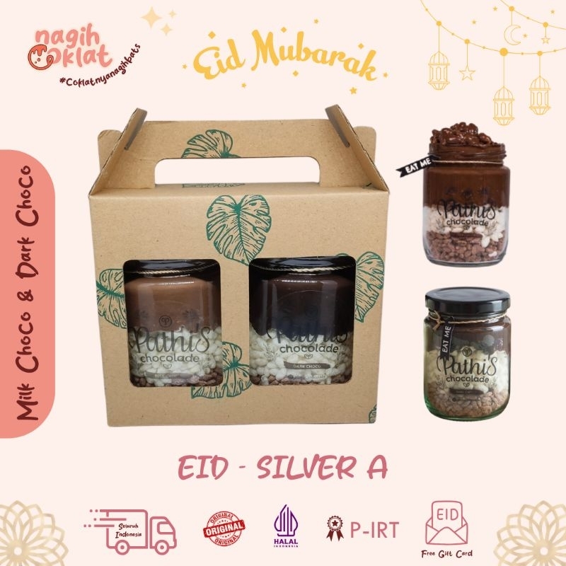 

PATHIS CHOCOLADE - Paket Silver Hampers/Gift Lebaran Idul Fitri/Ramadan (Cemilan Cokelat Lumer - Choco Crunchy in Jar) - @nagihcoklat