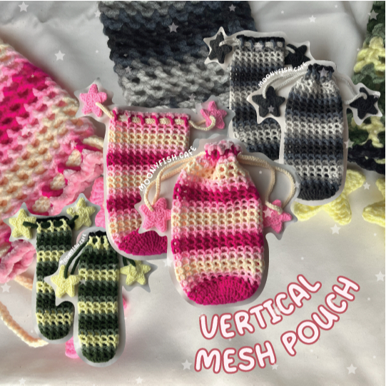 Vertical Crochet Mesh Pouch | Pouch serut jaring | Pouch handmade