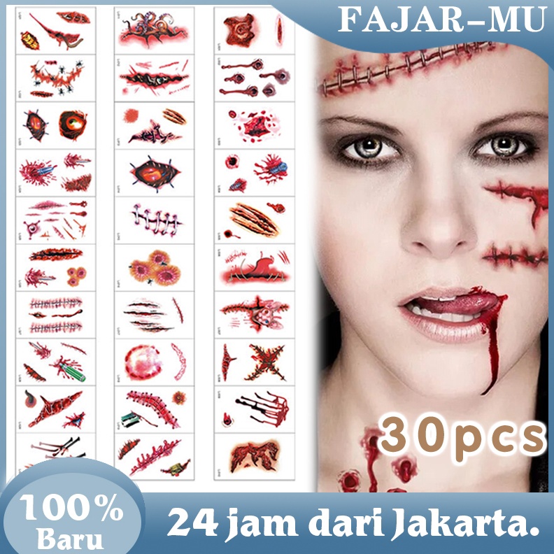 ART C8V3 Tato Luka Memar Tato Halloween Prank Terluka Jahitan Scar Wax Makeup Luka Darah Make Up Hal