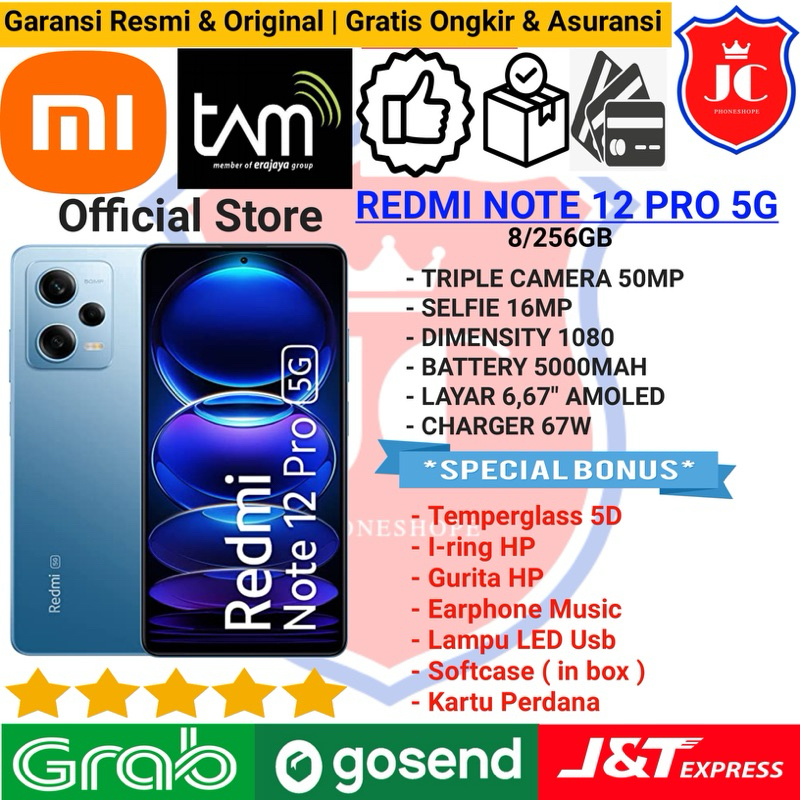 XIAOMI REDMI NOTE 12 PRO 5G NFC RAM 8/256GB GARANSI RESMI TAM XIAOMI INDONESIA - BONUS