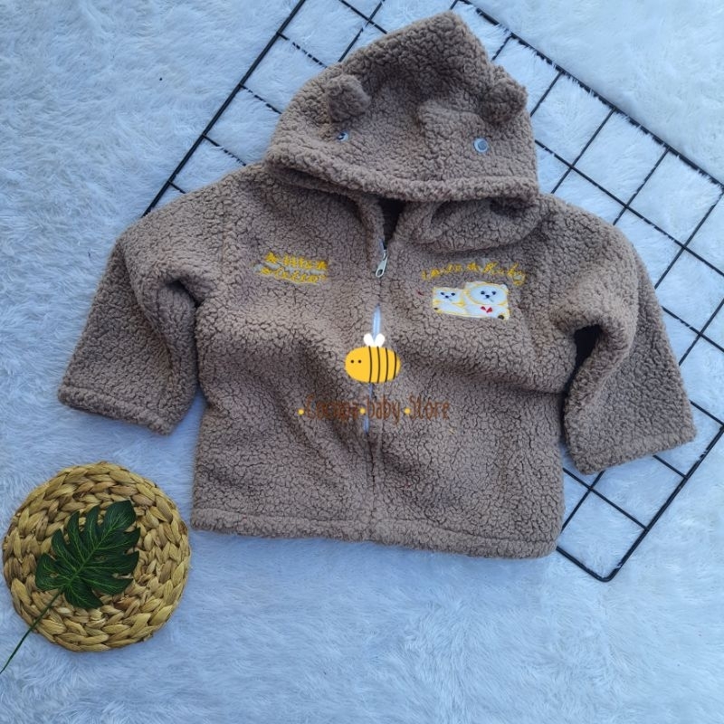 COCOPA BABY 1PCS  Jaket Bayi hoodie kuncung bordir bulu domba/Rasfur Premium hangat lembut nyaman Ba
