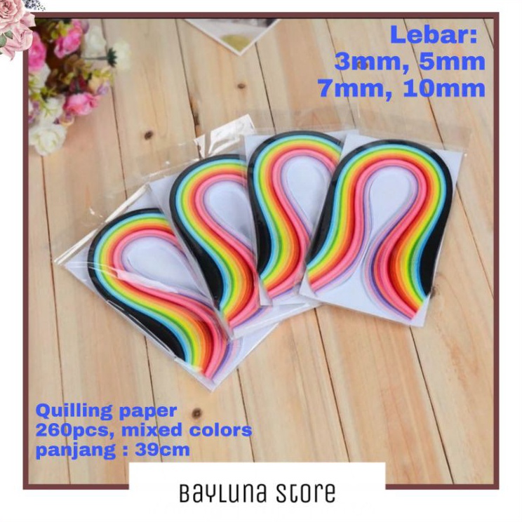

Murah Ekonomis Kertas Paper Quilling warna warni isi 26pcs panjang 39cm Varian 3mm 5mm 7mm 1mm
