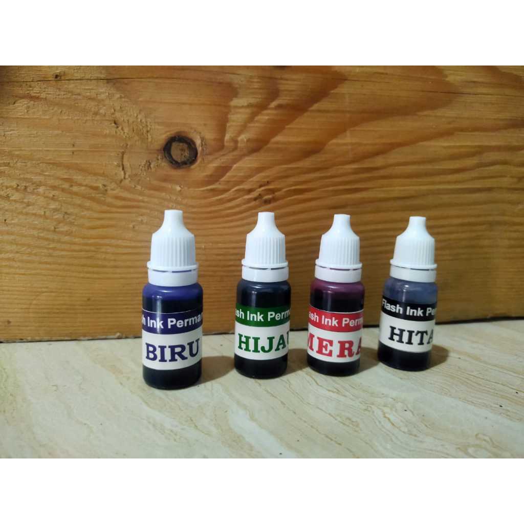

Tinta Stempel Flash Permanen, Waterproof, Media Plastik 10 ML