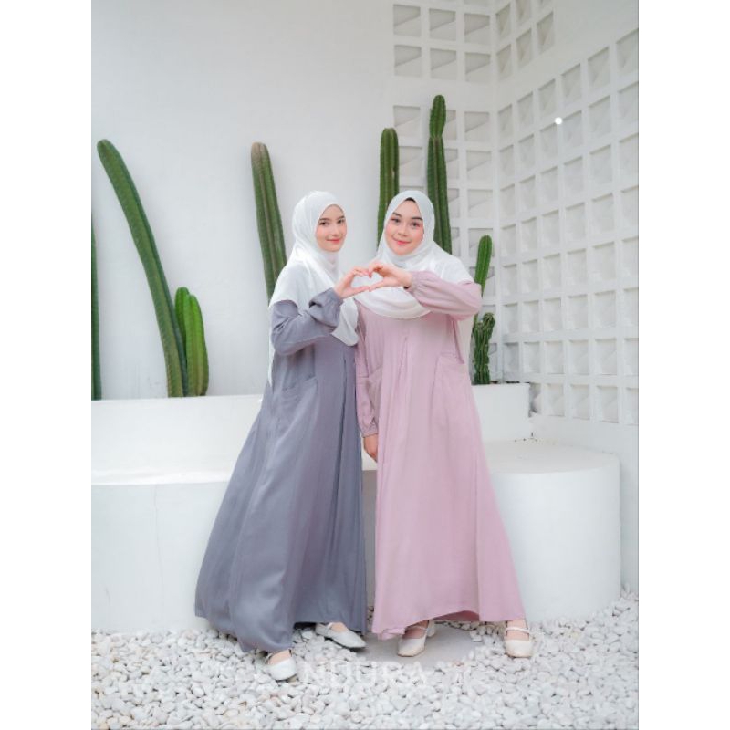 HANA PLAIN DRESS BY NUURA HIJAB Gamis adem rayon zara twill gamis bumil busui wudhu friendly