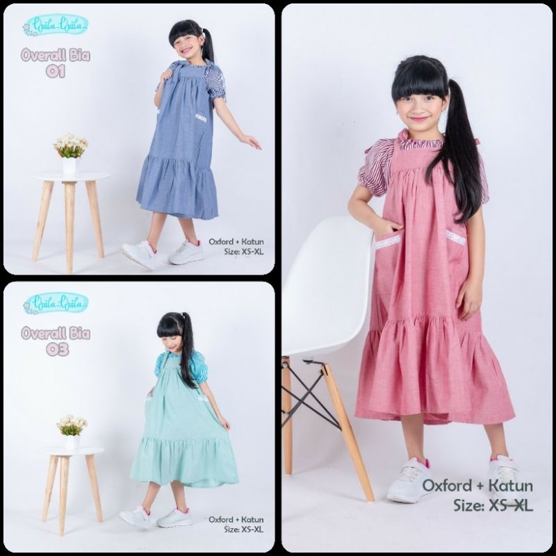 TERBARU SET SETELAN BAJU GAUN DRESS ANAK PEREMPUAN 1 2 3 4 TAHUN OVERALL ROK QUILA BIA KEMBAR SARIMB