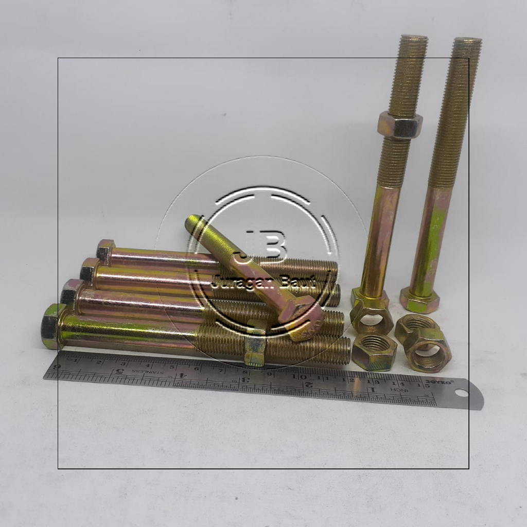 BAUT 17 M12 X 120 PANJANG 12 CM 12CM KUNCI 17 BAUD KUNING M12X120 BAUT 17 BMK M12X120 HEXA BOLT 12 X