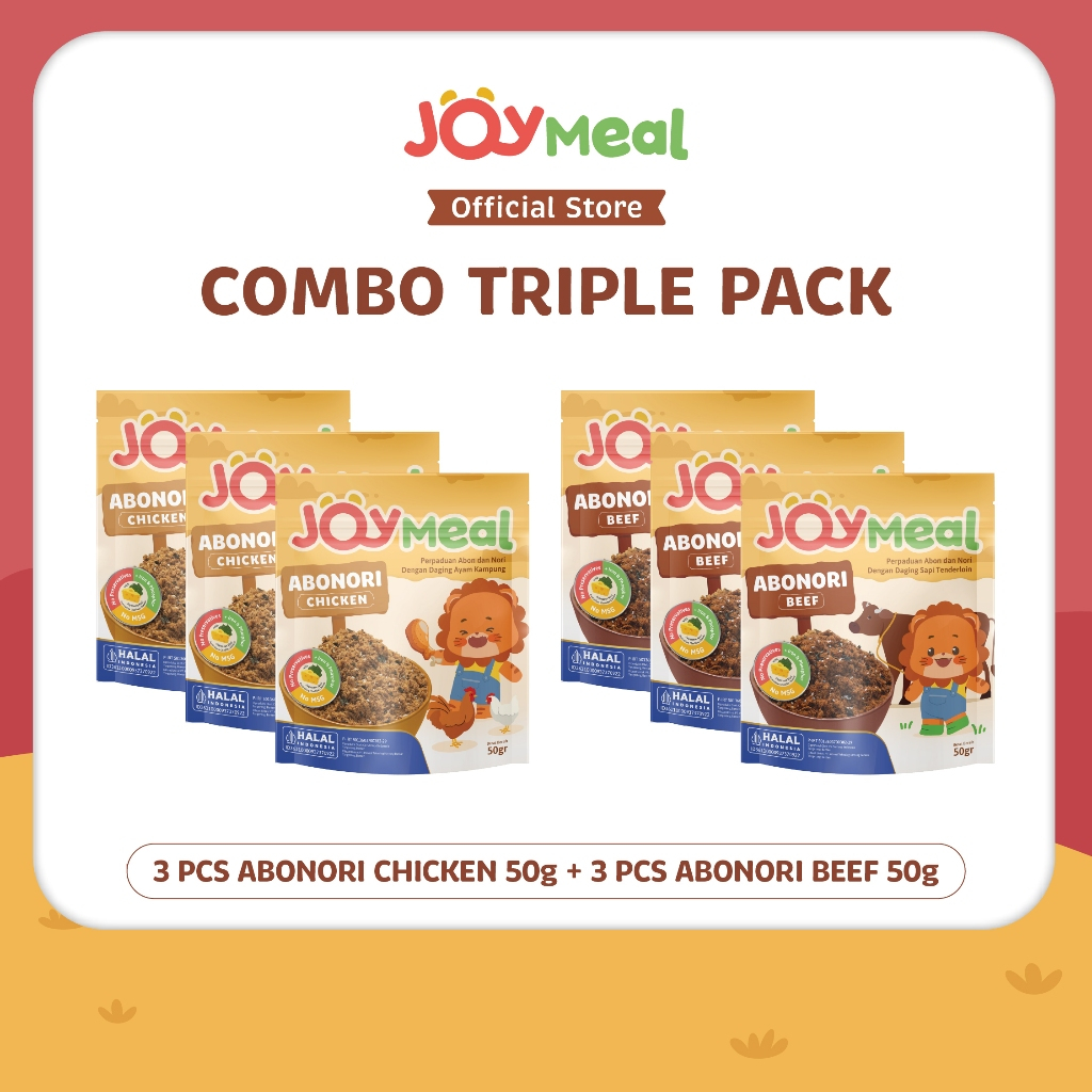 

JoyMeal AboNori BEEF & CHICKEN Original Triple Combo Pack (6 pcs) | Perpaduan Abon dan Nori dengan Daging Sapi Tenderloin dan Daging Ayam Kampung