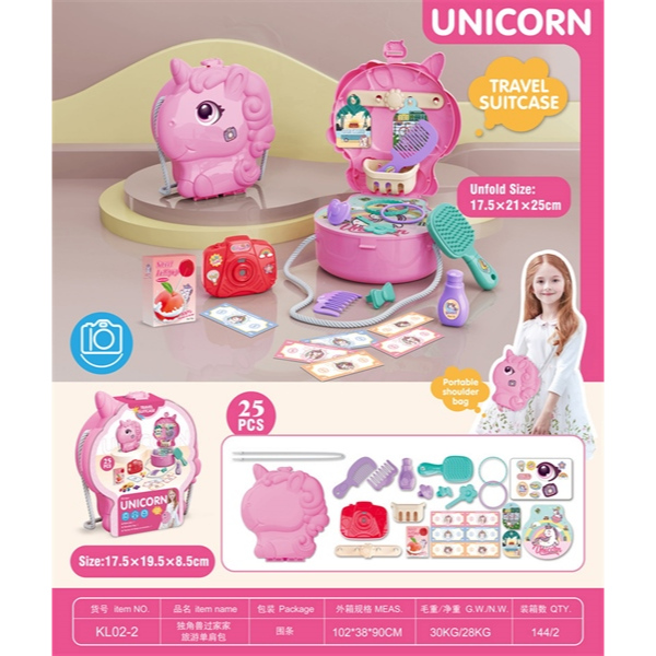 Unicorn Set | Tas Mainan Model Unicorn dengan Set Make Up dan Set Liburan | Mainan Anak - Anak