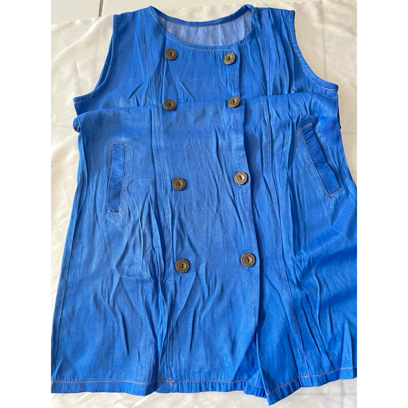 DRESS WANITA - DRESS BIRU WANITA - DRESS KANCING WANITA - DRESS MENYUSUI WANITA - PRELOVED