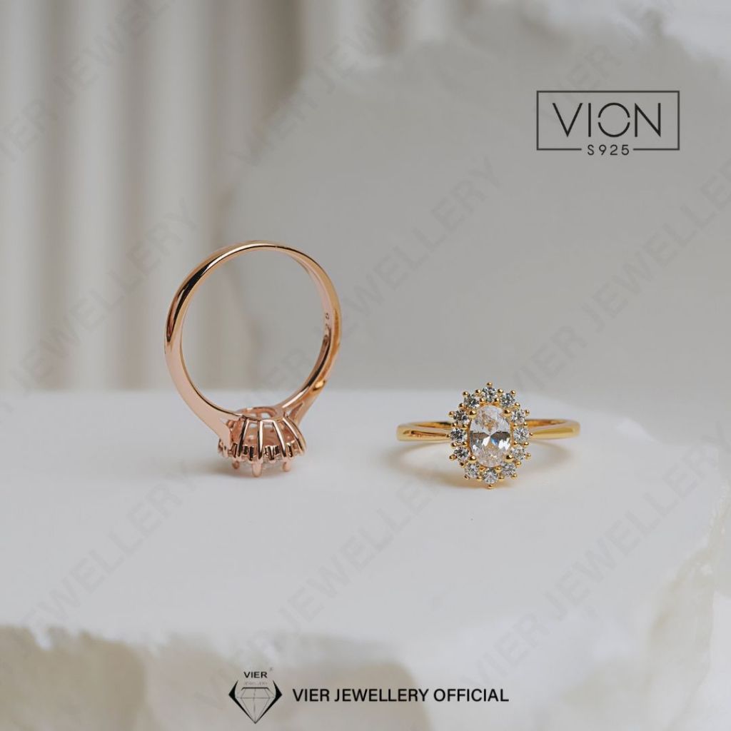 Vion S925 Ring 15054 Cincin Silver 925 Perak, Cincin Replika Berlian Crystal Zirconia