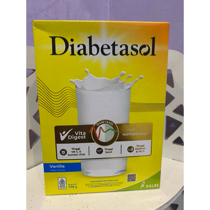 

Diabetasol susu Vanila/Almond oat/Coklat 170g dan Diabetasol sweetener 25 sachet