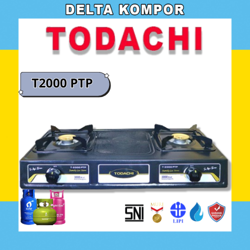 Delta Kompor Todachi Kompor Gas 2 Tungku Hitam T 2000 PTP Black L/M  Gas ELPIJI(LPG)/Alam(LNG)