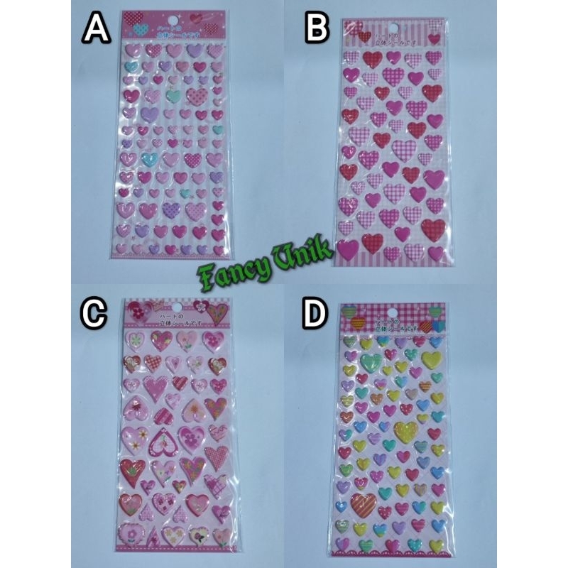 

Sticker Stiker Cute 3D Love / Hati Warna Warni