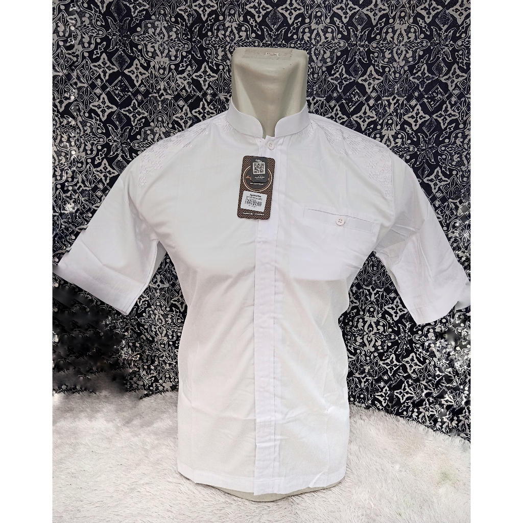 BAJU KOKO PUTIH TANGGUNG KOKO ANAK TANGGUNG BORDIR MEREK SYAHDIKA