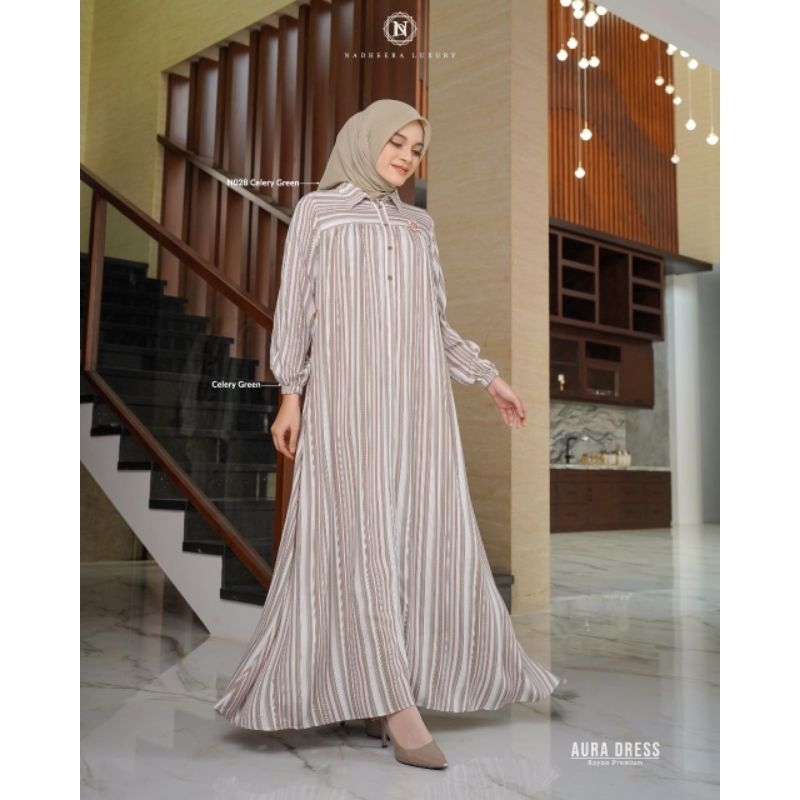 Gamis Muslimah Nadheera Luxury Aura Dress/Gamis Daily Bahan Rayon Premium