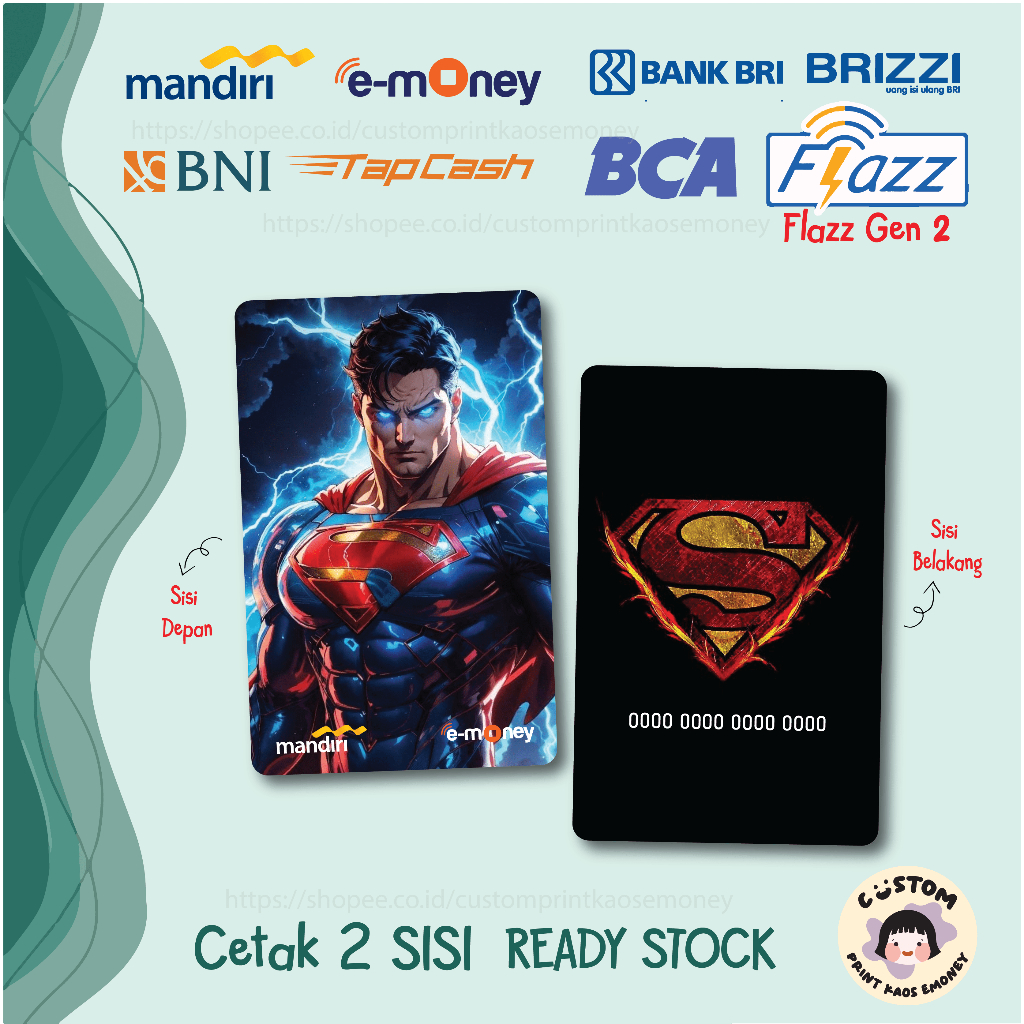 KARTU E MONEY E TOLL SUPERHERO SUPERMAN HERO DC COMICS MANDIRI EMONEY BNI TAPCASH BRI BRIZZI FLAZZ B