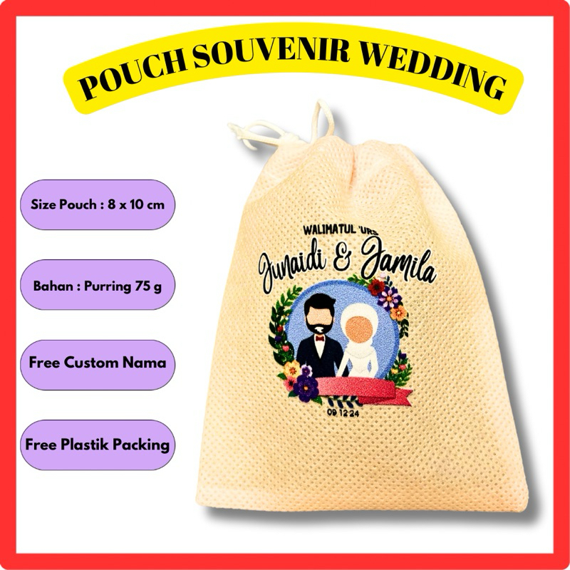 Pouch Souvenir Pernikahan Wedding Nikah Pengantin Unik Lucu Murah