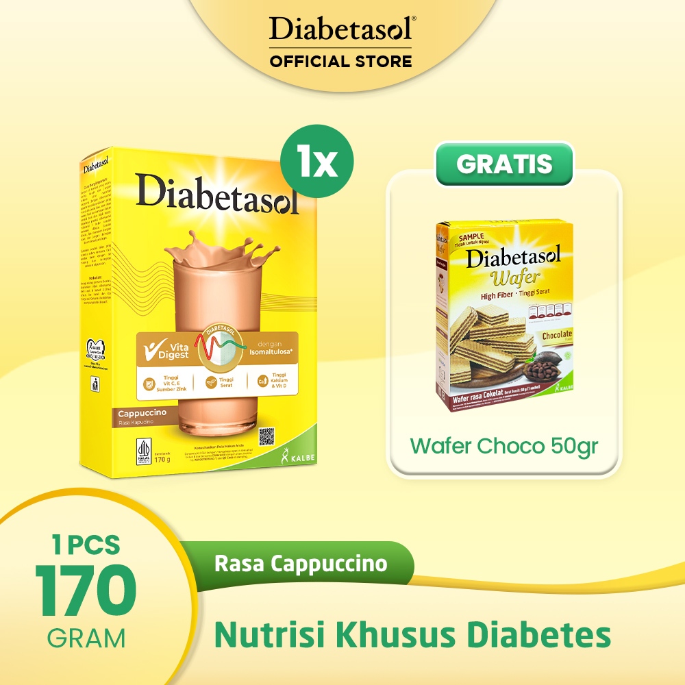 

BUY 1 Diabetasol Cappucino 170g free Diabetasol Wafer 50g