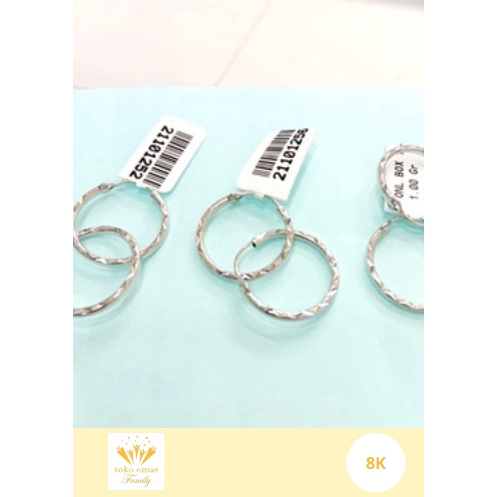 Anting Emas Putih Kadar 375 (8K) Ring Berat 1.05 Gram an