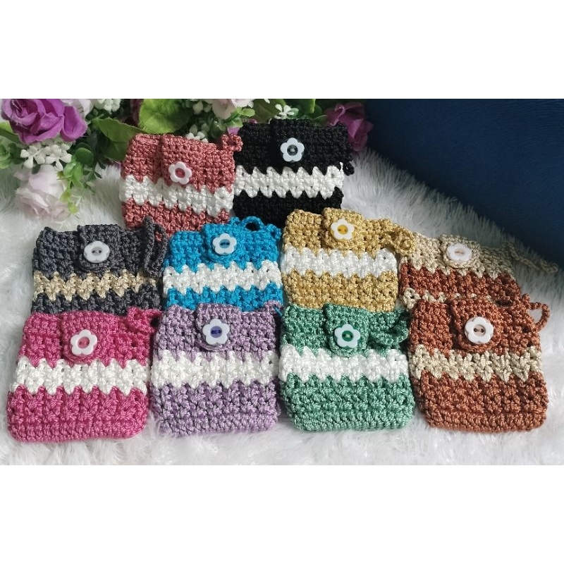 dompet head set rajut// dompet angpao mini rajut//souvenir rajut