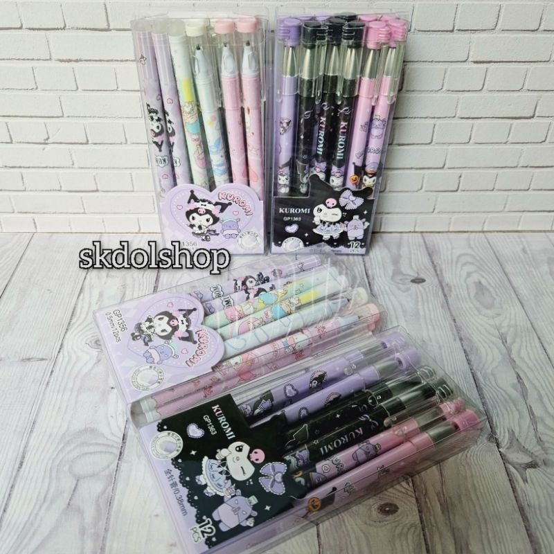 

pen gel hapus pulpen gel karakter kuromi bisa di hapus isi 12 pcs