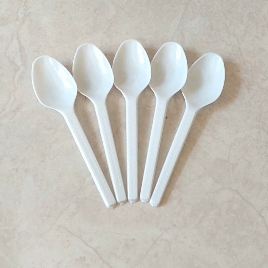 sendok plastik panjang putih susu