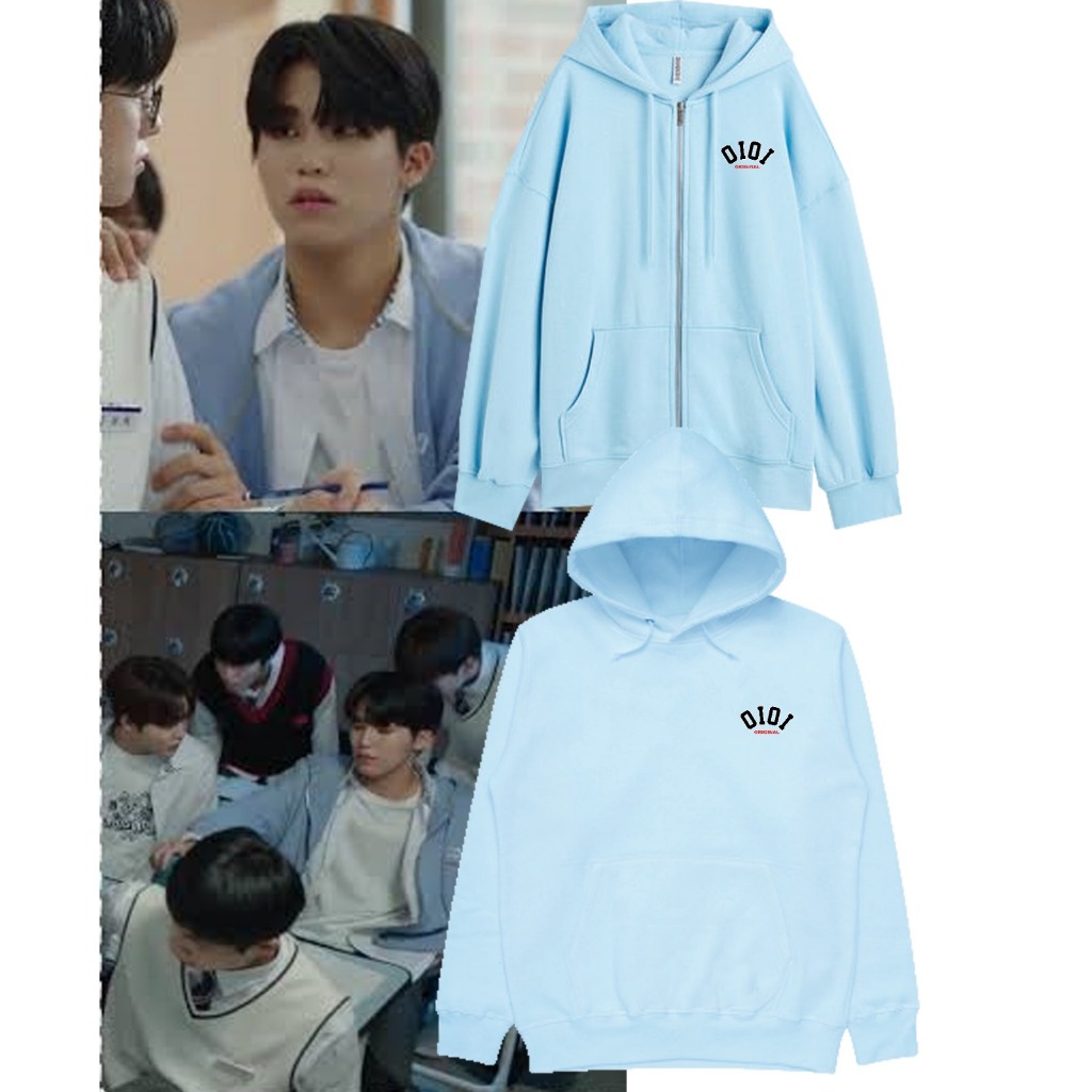 Jaket Zipper Jeong Woo OIOI Logo kiri kecil Unisex