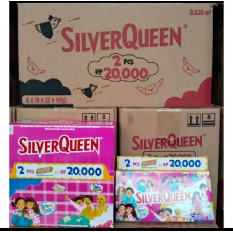 

Silverqueen Cokelat 58gr isi 2 - 1 Box isi 10pack / 20pcs