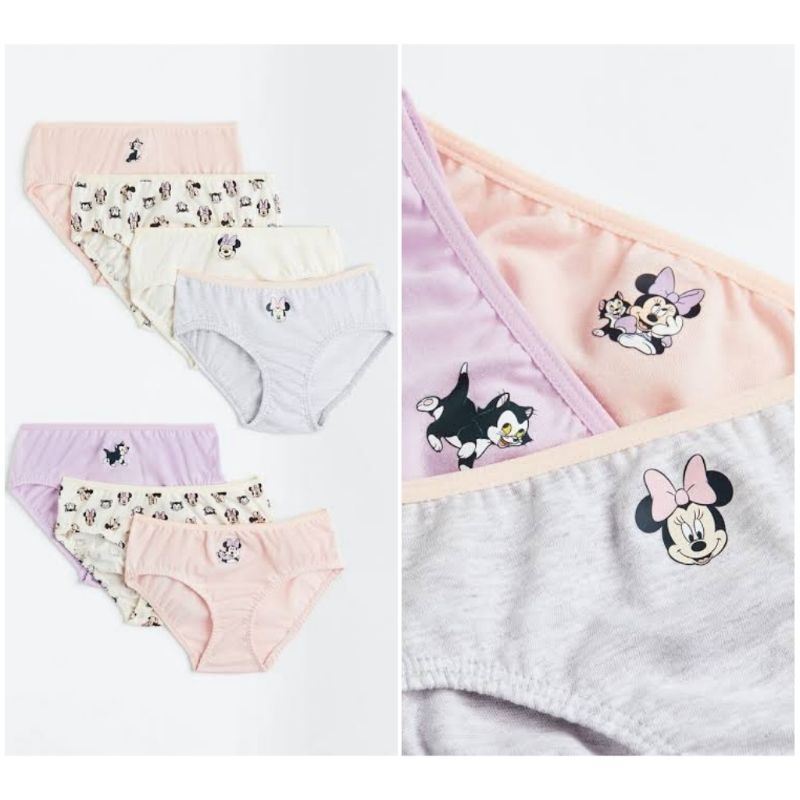 H&M 7-pack Cotton Briefs Light Pink / Minnie Mouse SALE ORIGINAL STORE