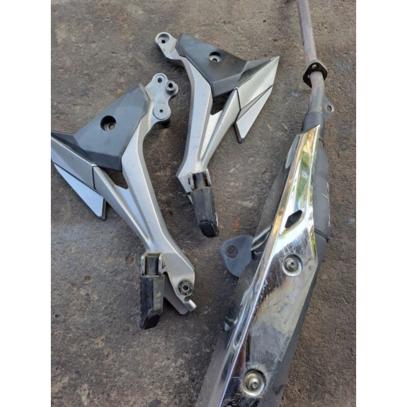 paketan knalpot dan step postep honda supra125fi supra125 fi injeksi k41  bahan modif grand c70 kari