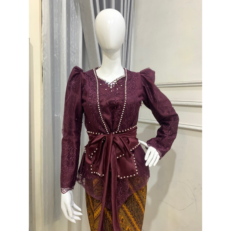 Kebaya Puff + Obi Belt Motif Bunga S-XXL