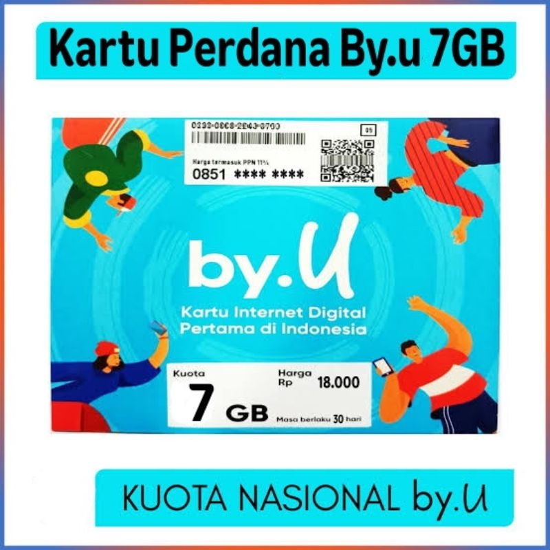 Kartu Perdana by.U Paket Kuota Internet 7GB 30 hari Nasional Sinyal Telkomsel
