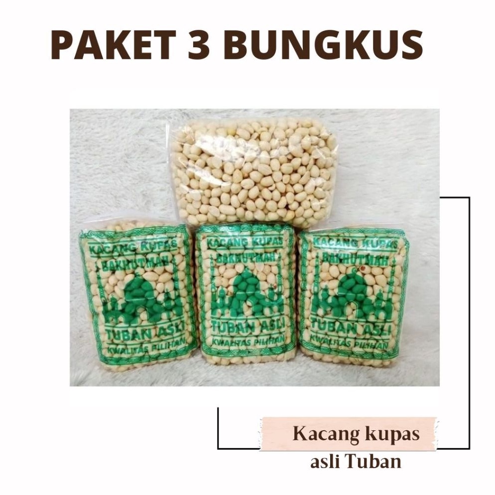 

Harga Kompetitif 3 PCS Kacang Kupas Asli Tuban kualitas super kemasan 35 gr