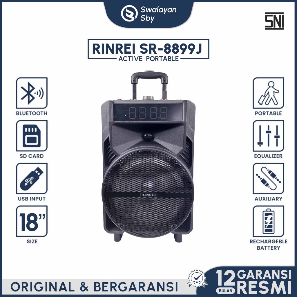 SPEAKER BLUETOOTH SPEAKER KARAOKE SPEAKER BLUETOOTH BASS SPEAKER RINREI BONUS 2 MIC WIRELESS SR-8899