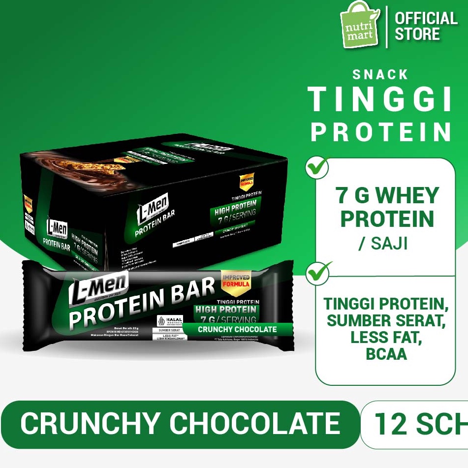 

Harga Bagus LMen Protein Bar Crunchy Chocolate 12 sachet Camilan Rendah Lemak Tinggi Protein