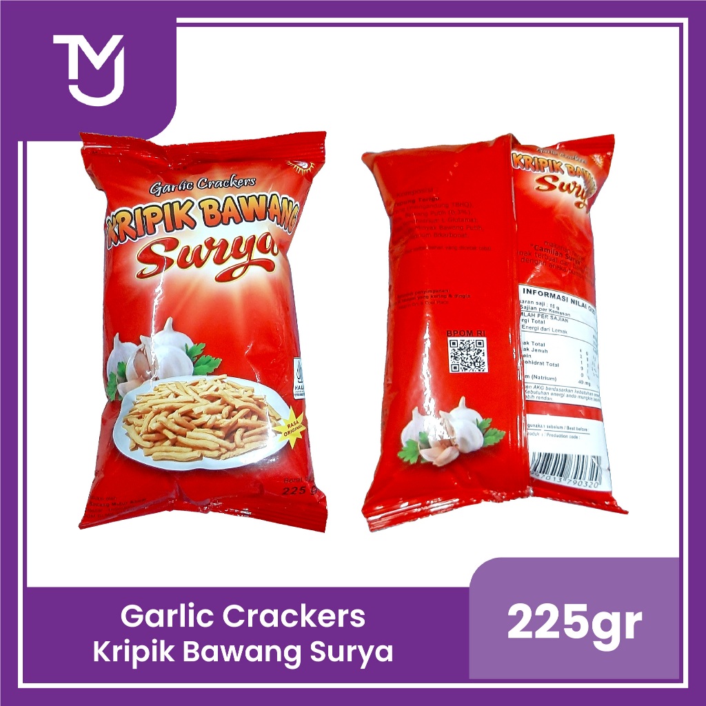 

Garlic Crackers Kripik Bawang Surya 225gr rasa Original