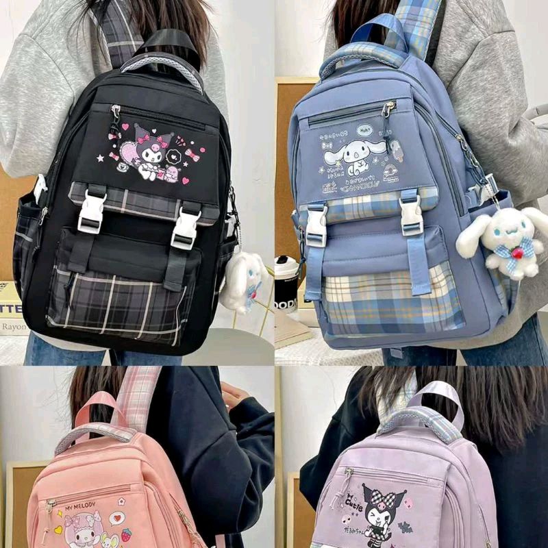 TAS RANSEL KUROMI / TAS SEKOLAH IMPORT SD SMP KUROMI PREMIUM  / BACKPACK KUROMI / TAS IMPORT KUROMI 
