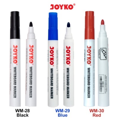 

[1Pcs] Spidol Joyko Wm-28 Wm-29 Wm-30 Hitam Biru Merah Whiteboard Marker Papan Tulis Bisa Dihapus Aman