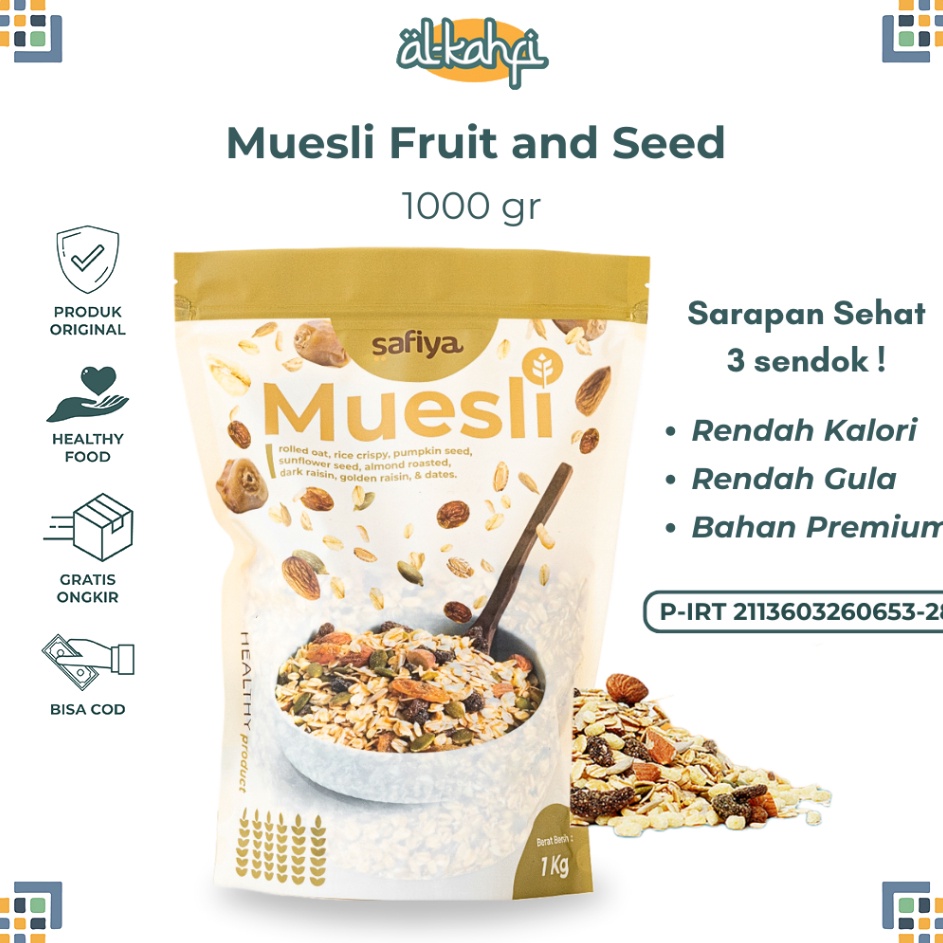 

Harga Khusus Muesli Safiya 1 Kg Almond Dried Fruit Sereal Sarapan Sehat Premium