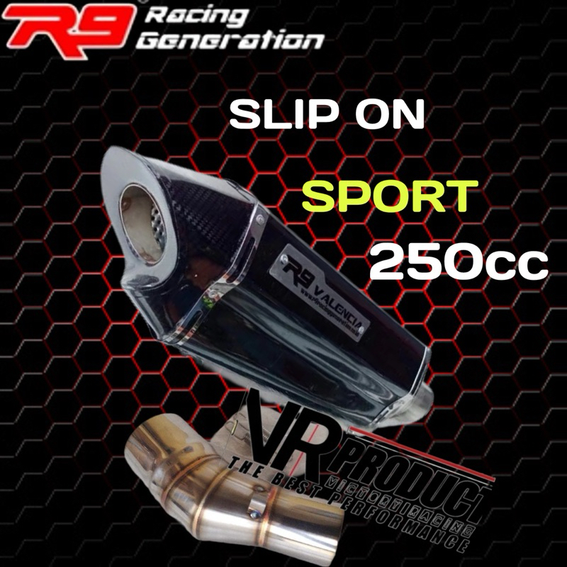 knalpot racing R9 valencia sport250cc Ninja R25 cbr250rr dll