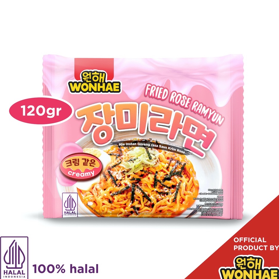 Stock baru Wonhae Fried Rose Ramyun 12 gr by Mujigae Official Store  Ramyeon  Mie Instan Goreng  Makanan Korea Halal Instan