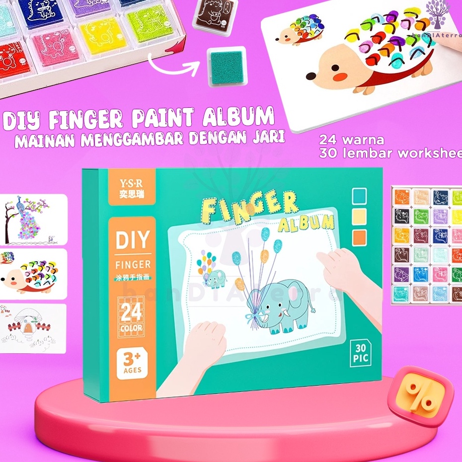 

Obral Pesanan Bandiaterra DIY Finger Paint Album 24 Colours Mainan Menggambar dengan Jari AnakAnak