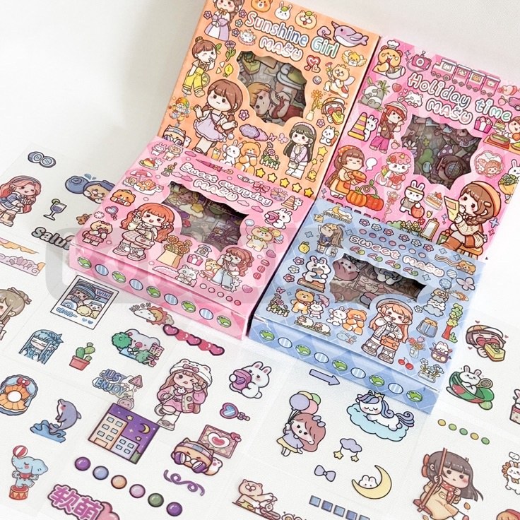 

Lebih Puas KKM MASU Mini Aesthetic Sticker Box Stiker Waterproof Anti Air Bahan PET Karakter Anak Gadis Cewek 1 Box isi 1 Lembar