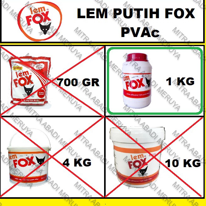 

Super Populer Lem Putih Lem Kayu Lem PVAc Lem FOX 1kg