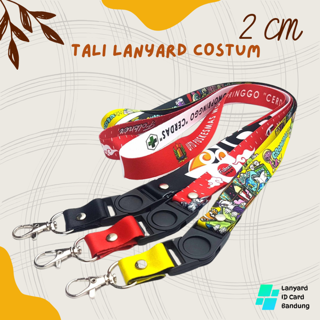 

custom lanyard sublim 2cm cetak tali id c4rd full color 2sisi, cetak tali lanyard print