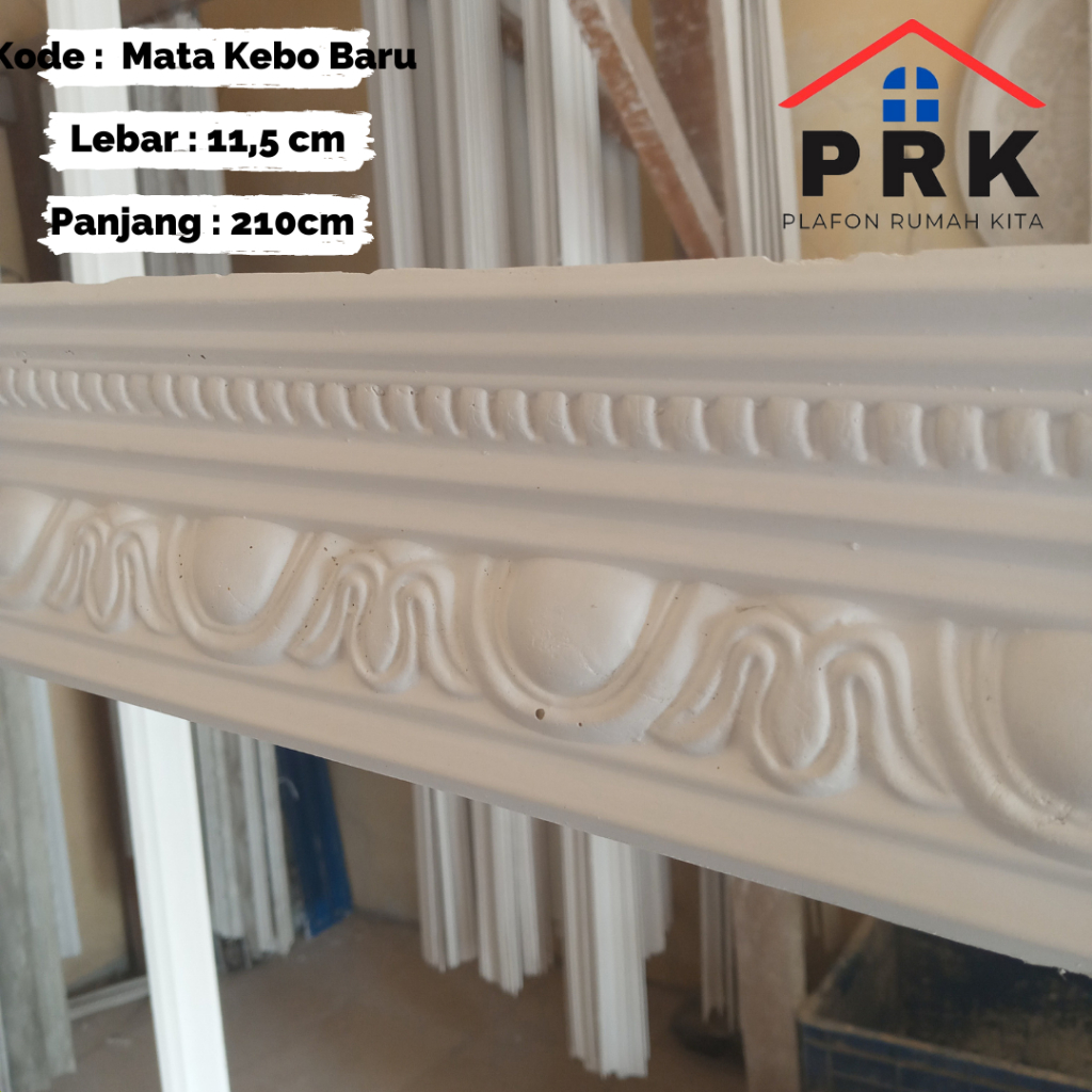 Lis List Gypsum Gipsum Motif mata kebo lebar 11,5 cm Plafon ornament dekoratif untuk Interior Plafon