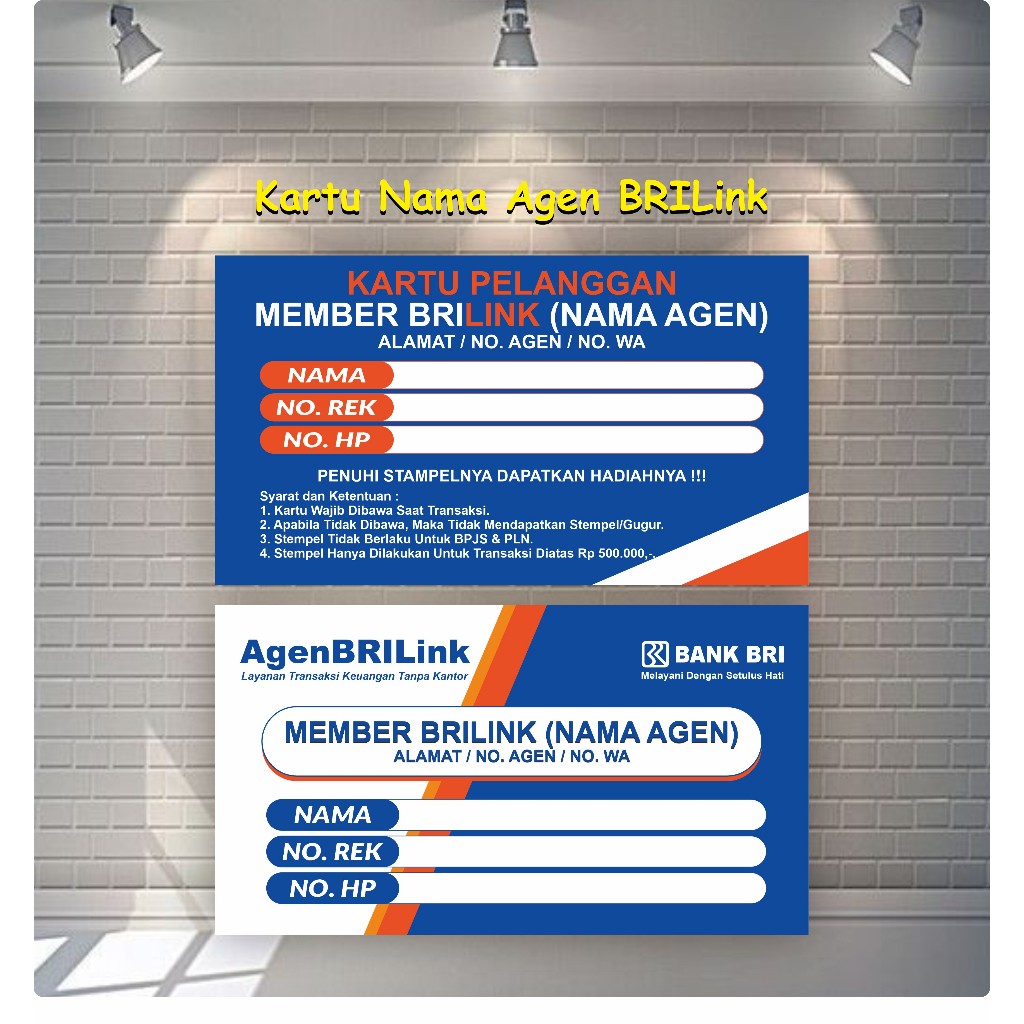 

Kartu Nama Member Agen BRILink | Kartu Pelanggan BRILink