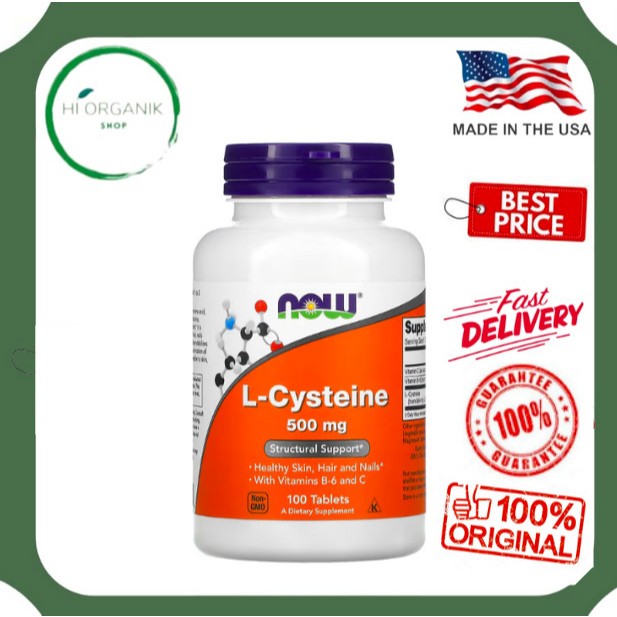 Now Foods L-Cysteine 500 mg 100 Tablets Healthy Skin Hair and Nails